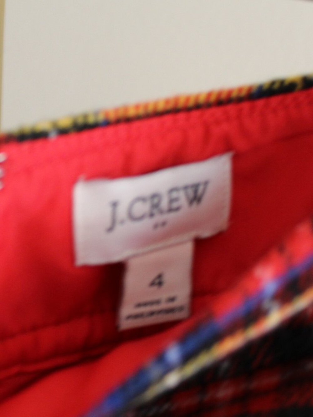 Women's J. Crew Plaid Wool A-Line Mini Skirt, Size 4 - Picture 3 of 5